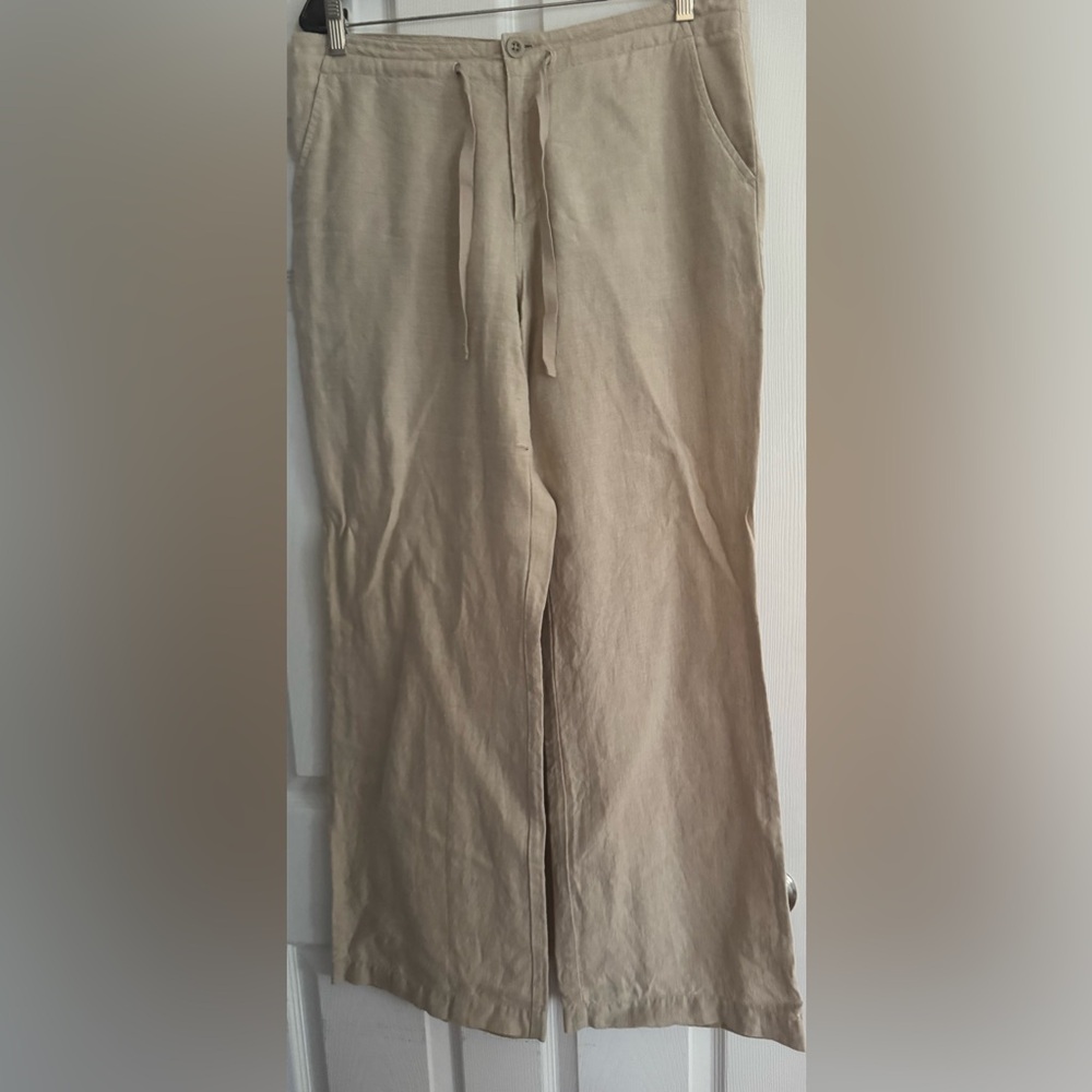 GAP Tan Straight Leg Linen Pants Lightweight Casual size 10